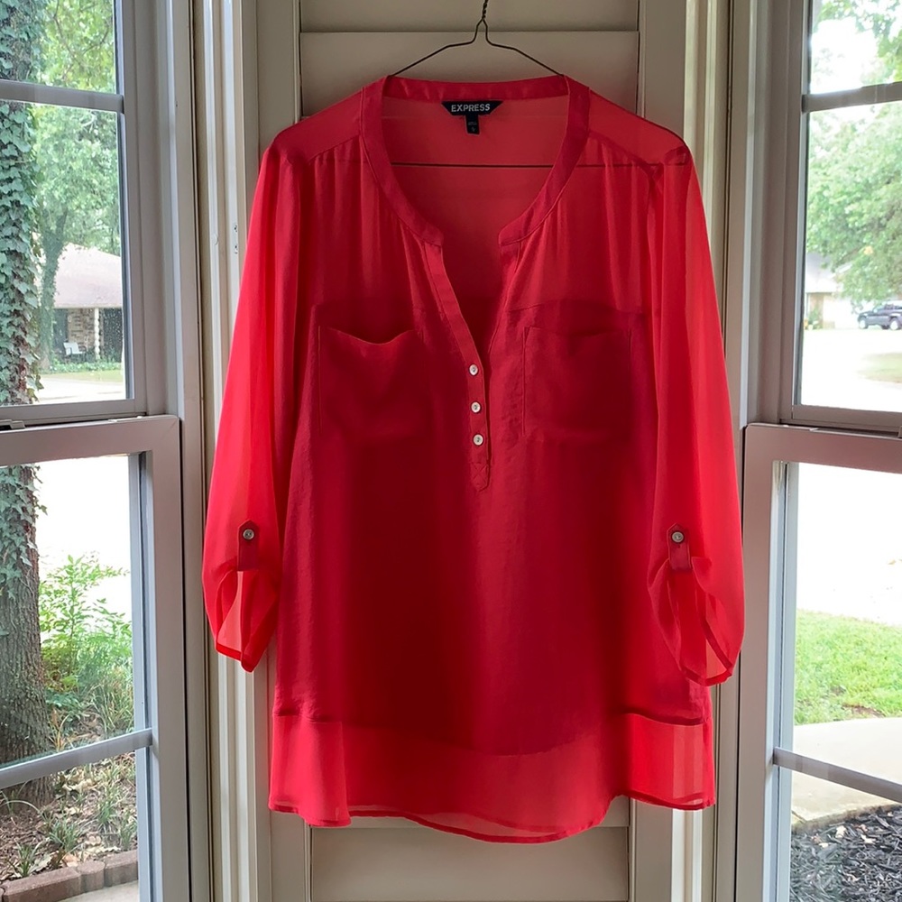Bright coral blouse from Express